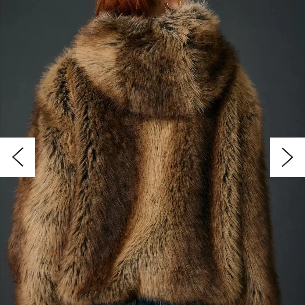 UO Sloanne Faux Fur Zip-Up Hooded Jacket - Picture 10 of 10